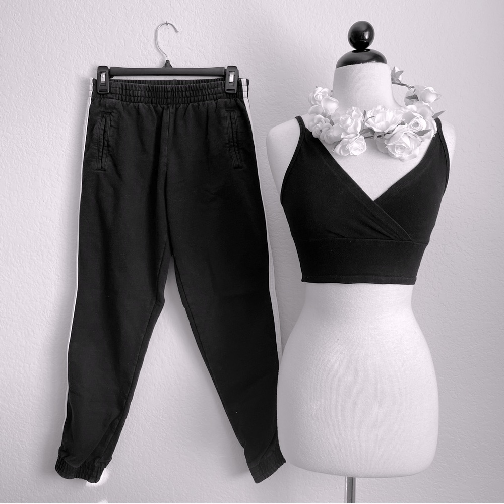 Brandy Melville Black Tank and John Galt Two-Striped Sweatpants Set